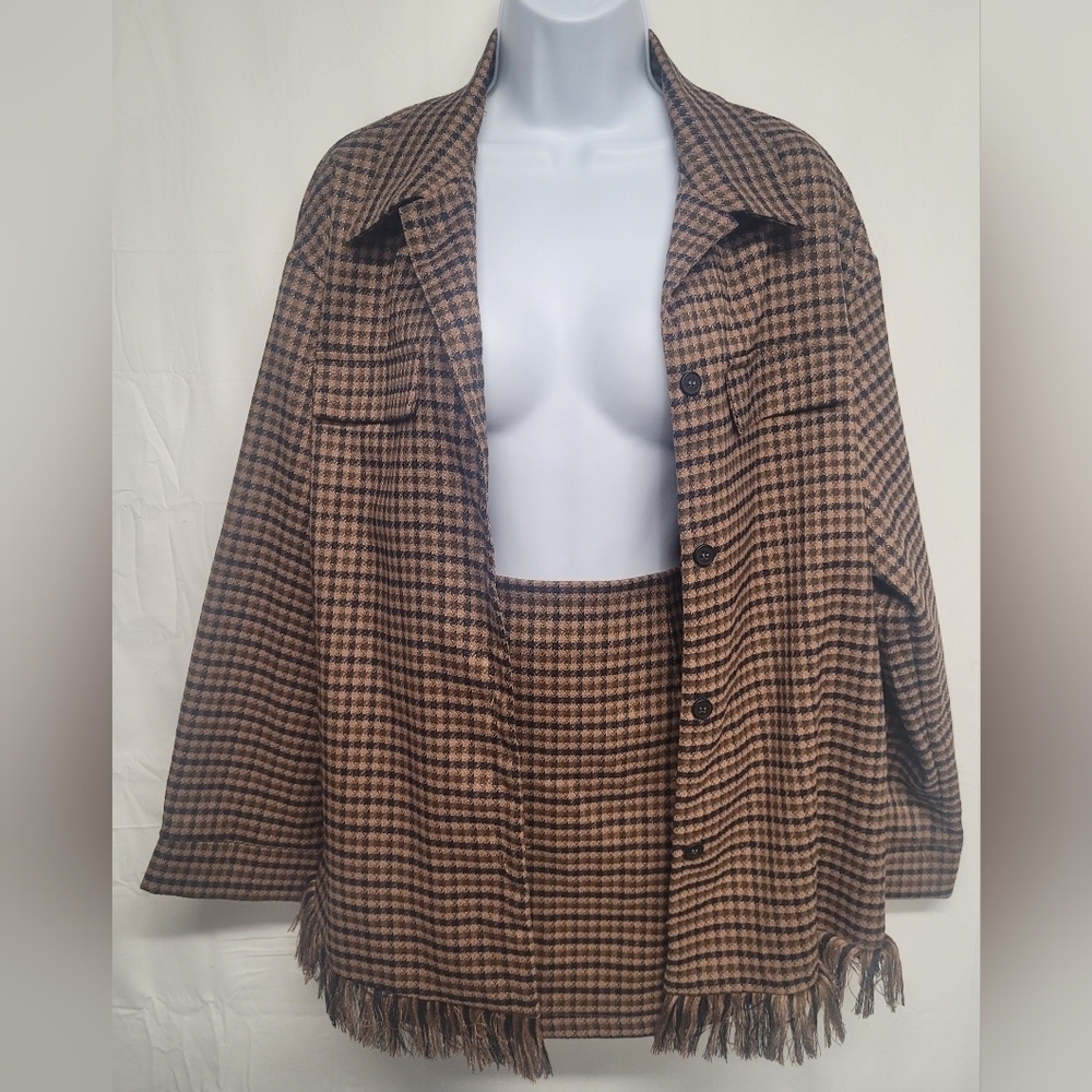 SHEIN Mini Skirt Suit Set Houndstooth M Excellent Condition
